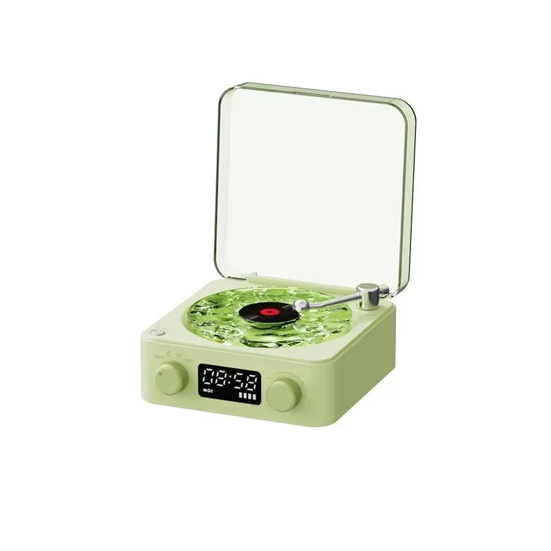 Wavelyyy™ Retro Vinyl Player Bluetooth Speaker with Aurora RGB Lighting